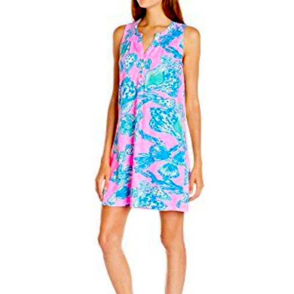 Lilly Pulitzer Essie Tank Dress Pink Barefoot Princess Seashell Sleeveless - Picture 1 of 9